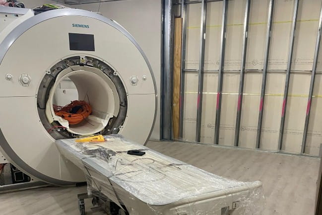 MRI components installed in MRI room at Black River Medical Center.