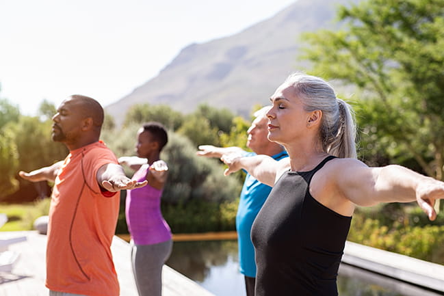 People exercising outdoors