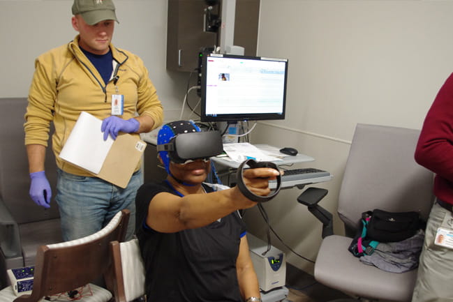 Patient using virtual reality goggles