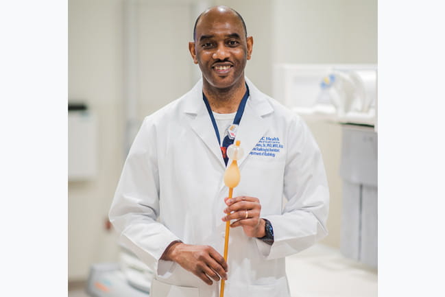 Dr. Cephus Simmons with the Cephus Catheter.