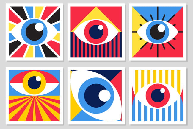 Decorative illustrations of human eyes