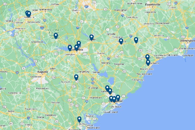 Thumbnail image showing map of South Carolina with map pins.