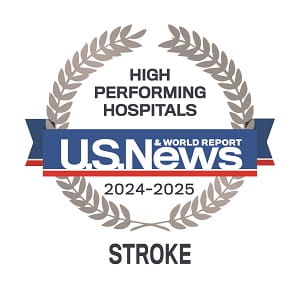 High Performing Hospitals US News & World Report Emblem for 2024-2025 | Stroke