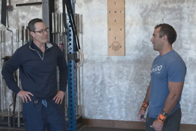 Orthopaedic surgeon Dr. Eichinger (left) and patient, Ryan.