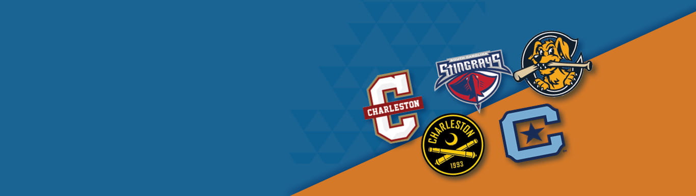 Decorative image showing logos for The College of Charleston, Charleston Battery, Charleston Stingrays, and The Charleston Riverdogs