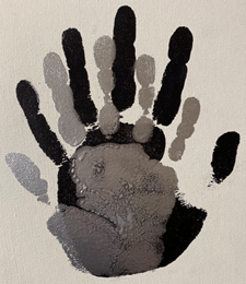 black and gray handprint