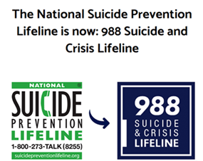 The National Suicide Prevention Lifeline phone number is now 988.