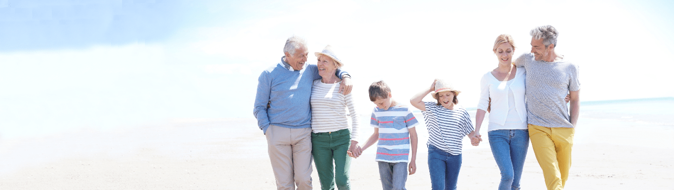 Family walking on the beach