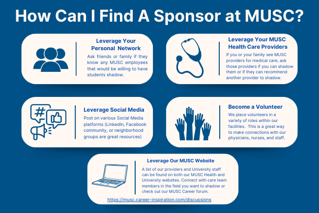 Infographic on finding a sponsor for Career Exploration