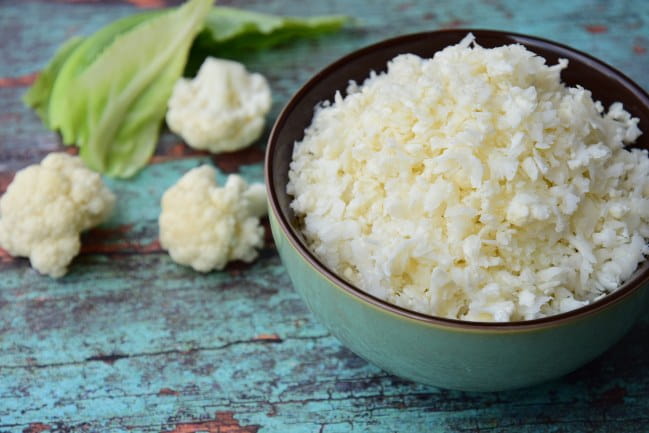 Bowl of cauliflower rice.