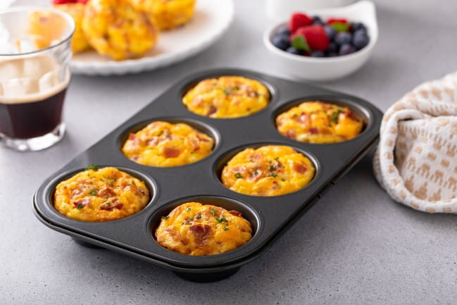 Egg bites in a muffin pan.
