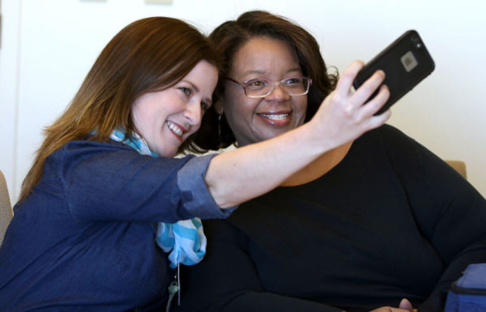 Dietitian Nina Crowley, left, takes a selfie with Kathy Garrett, the first woman in South Carolina to undergo duodenal switch weight loss surgery.
