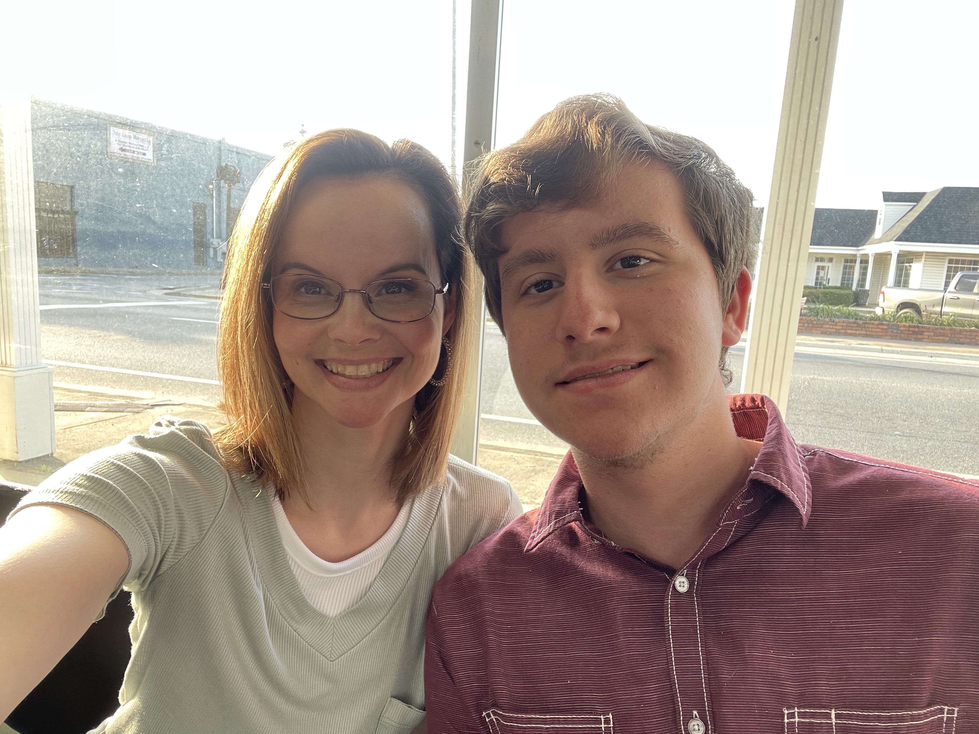 Crystal Wood and her son Mitchell posing for a selfie