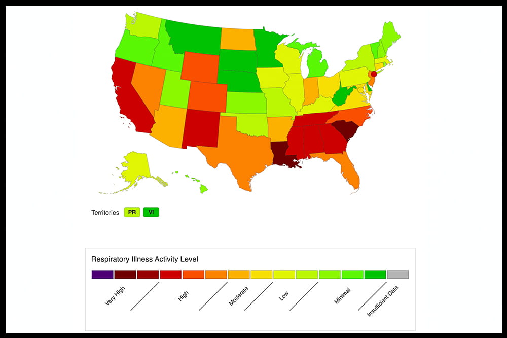 Map of United States shows states colored in yellow, orange, green, light green, light red, red and dark red. South Carolina is in dark red.