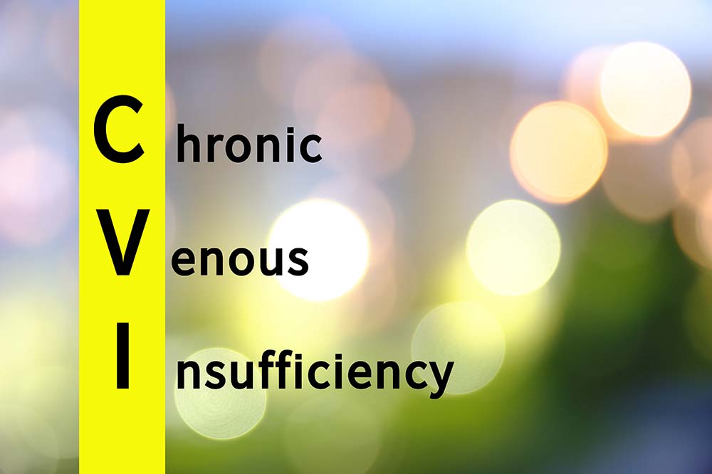The letters CVI are in yellow. The C is for chronic, the V is for venous and the I is for insufficiency. 