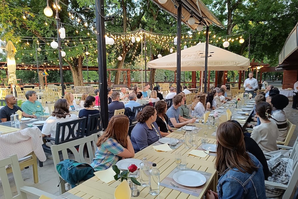 Trainees and instructors at the redox biology training program in Hungary network at a social event. Photo courtesy of the University of Debrecen.