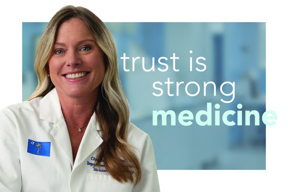 MUSC Health provider with text overlay: Trust is strong medicine.